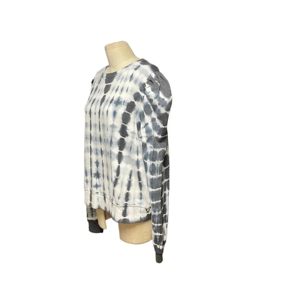Generation Love Natasha Tie Dye Puff Sleeve  Sweatshirt Blue‎ White Size L - Picture 5 of 9